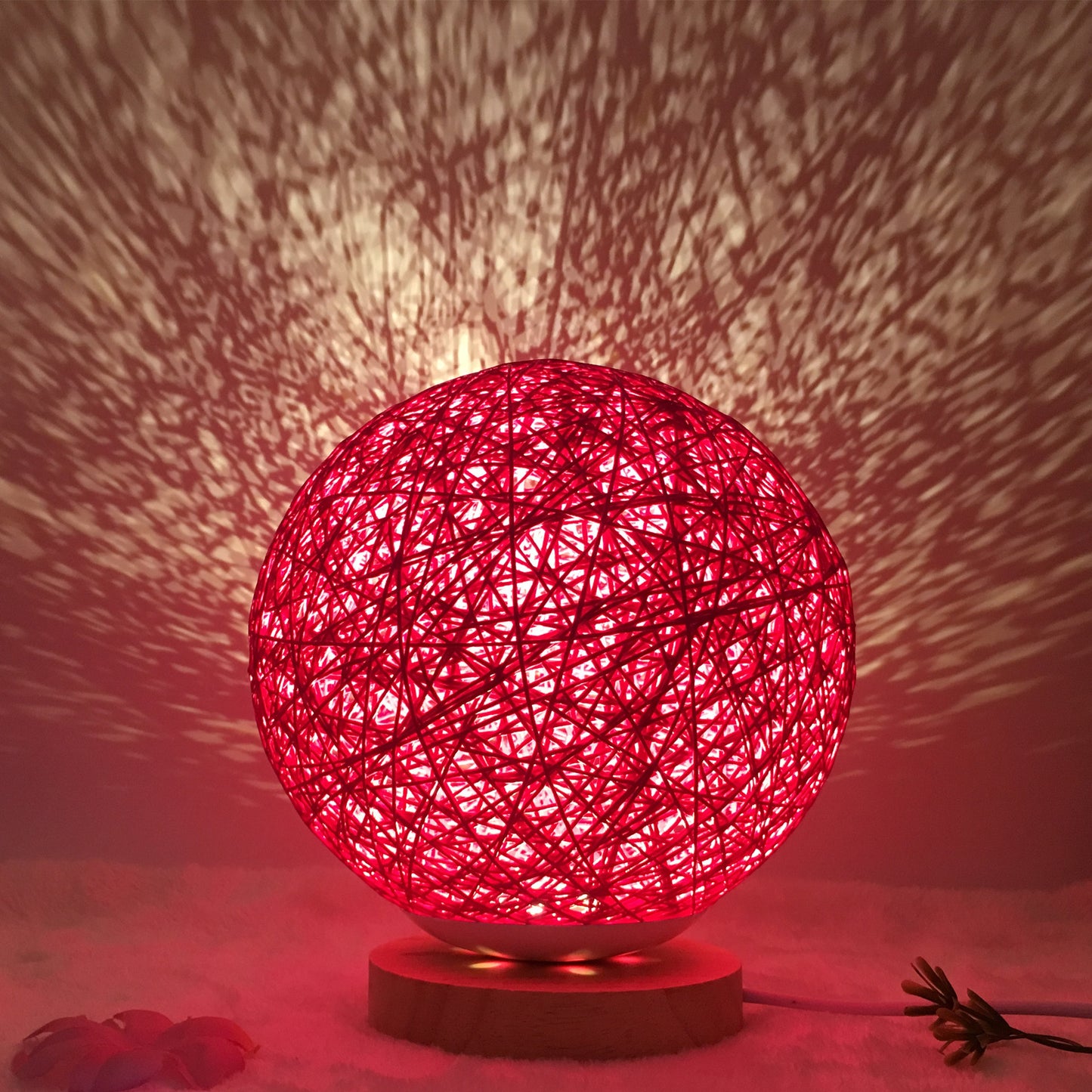 Creative Linen Table Lamp Novel and Unique LED Intelligent USB 7 Color RGB 16 Color Remote Control Rattan Ball Lamp