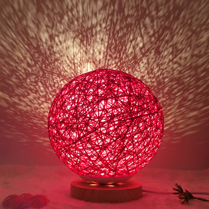 Creative Linen Table Lamp Novel and Unique LED Intelligent USB 7 Color RGB 16 Color Remote Control Rattan Ball Lamp