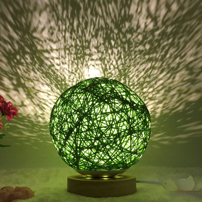 Creative Linen Table Lamp Novel and Unique LED Intelligent USB 7 Color RGB 16 Color Remote Control Rattan Ball Lamp