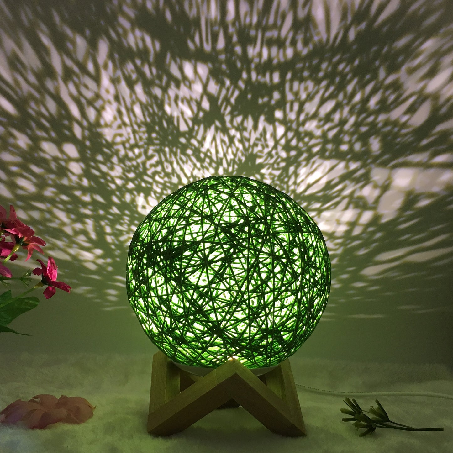 Creative Linen Table Lamp Novel and Unique LED Intelligent USB 7 Color RGB 16 Color Remote Control Rattan Ball Lamp