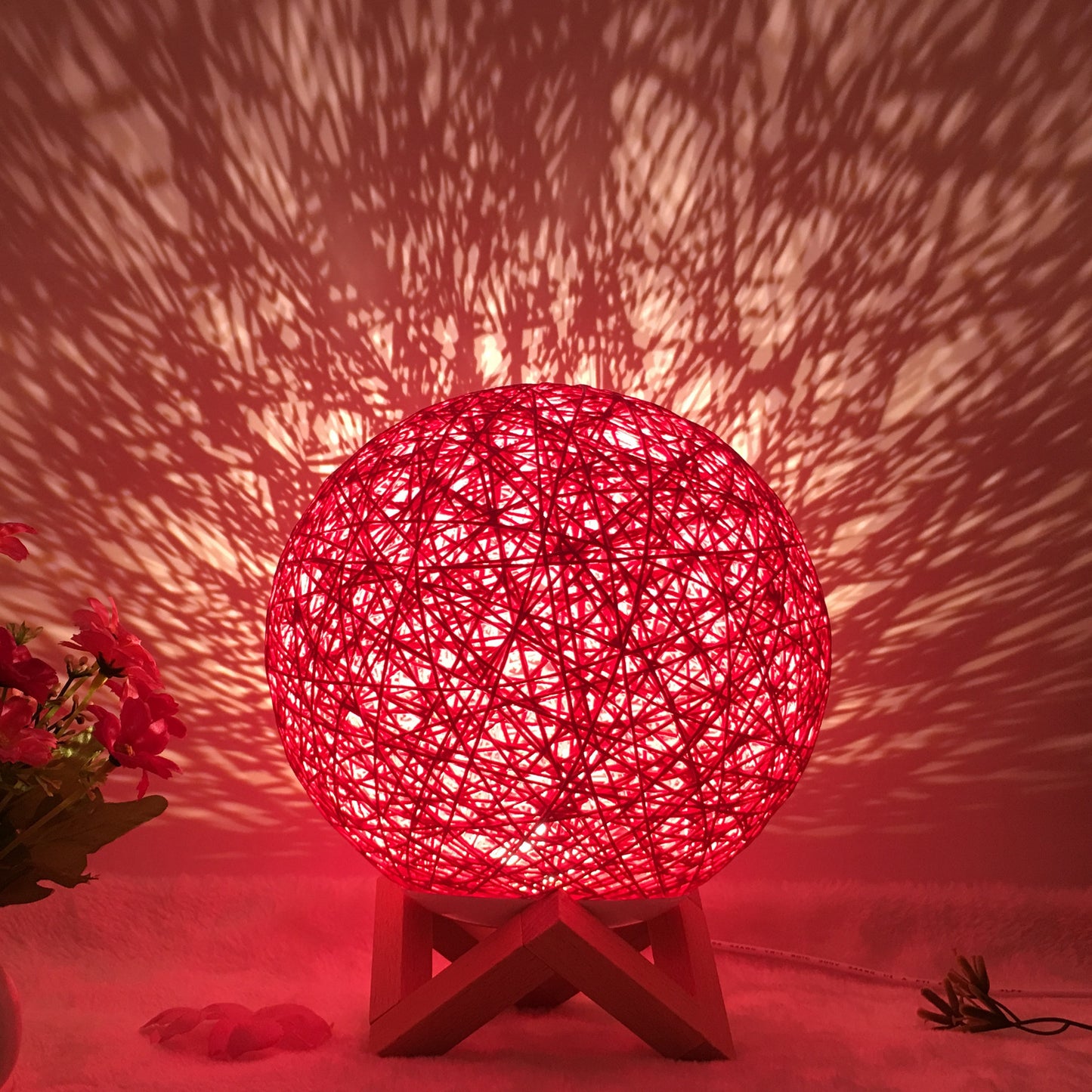 Creative Linen Table Lamp Novel and Unique LED Intelligent USB 7 Color RGB 16 Color Remote Control Rattan Ball Lamp