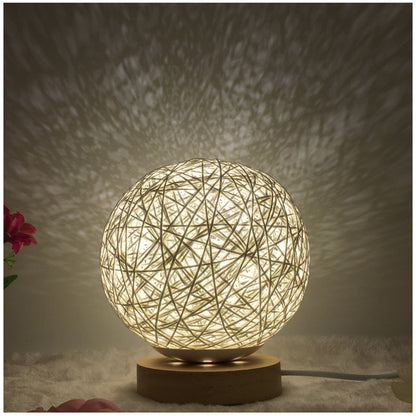 Creative Linen Table Lamp Novel and Unique LED Intelligent USB 7 Color RGB 16 Color Remote Control Rattan Ball Lamp