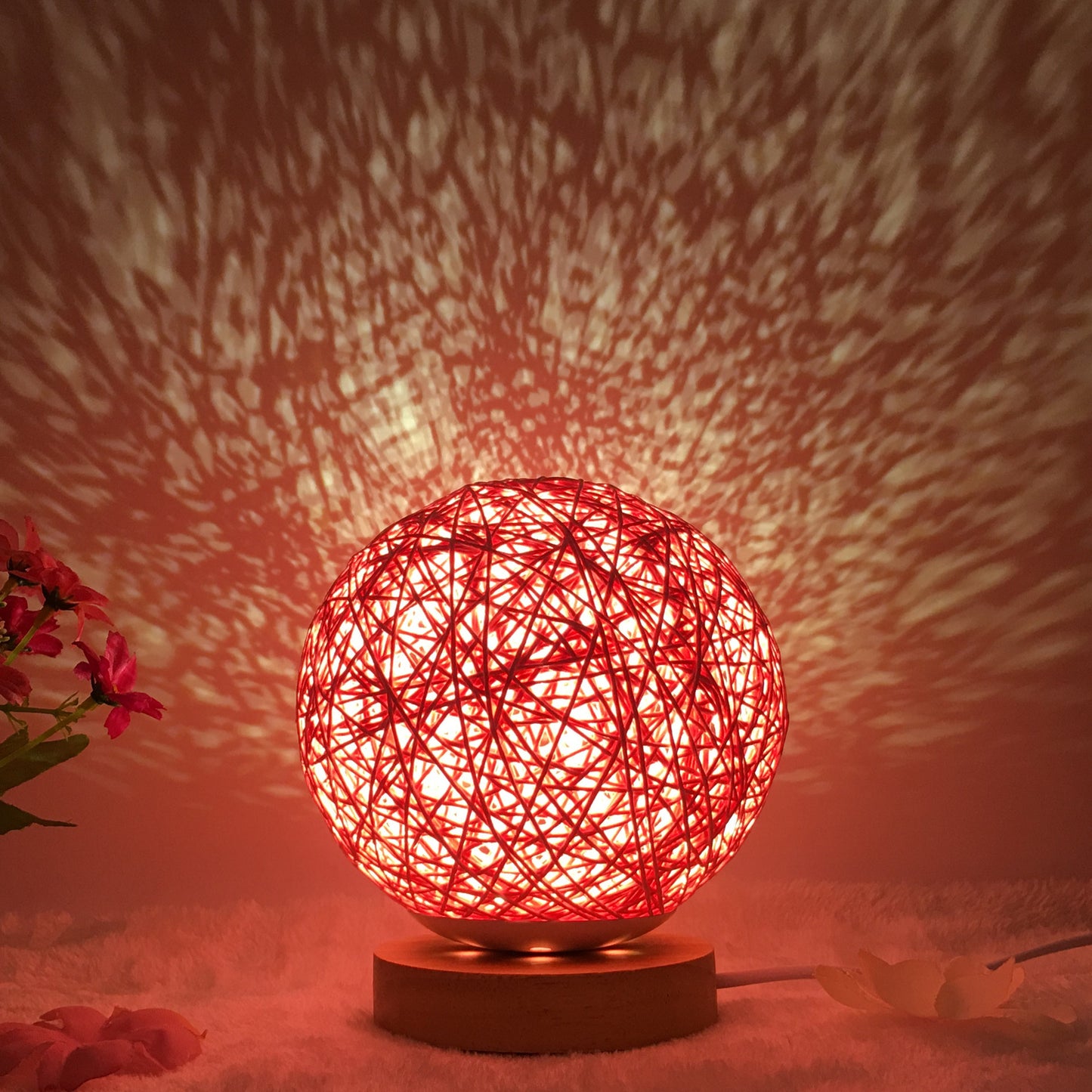 Creative Linen Table Lamp Novel and Unique LED Intelligent USB 7 Color RGB 16 Color Remote Control Rattan Ball Lamp