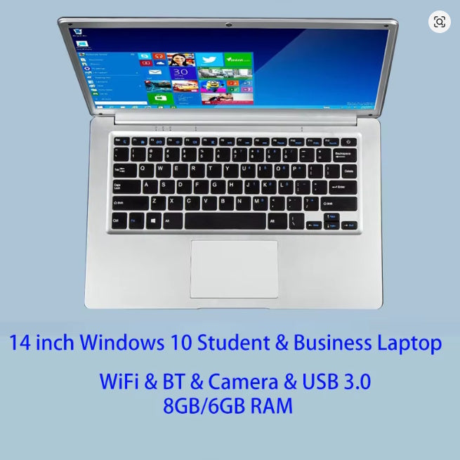 2025 14 inch Affordable Student Laptop Budget-Friendly Notebook Windows 10 for School Lightweight intel Celeron CPU USB 3.0 WiFi