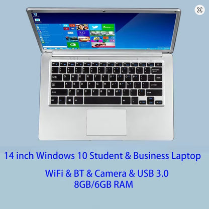 2025 14 inch Affordable Student Laptop Budget-Friendly Notebook Windows 10 for School Lightweight intel Celeron CPU USB 3.0 WiFi
