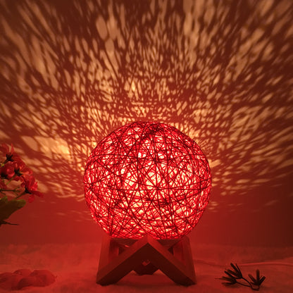 Creative Linen Table Lamp Novel and Unique LED Intelligent USB 7 Color RGB 16 Color Remote Control Rattan Ball Lamp