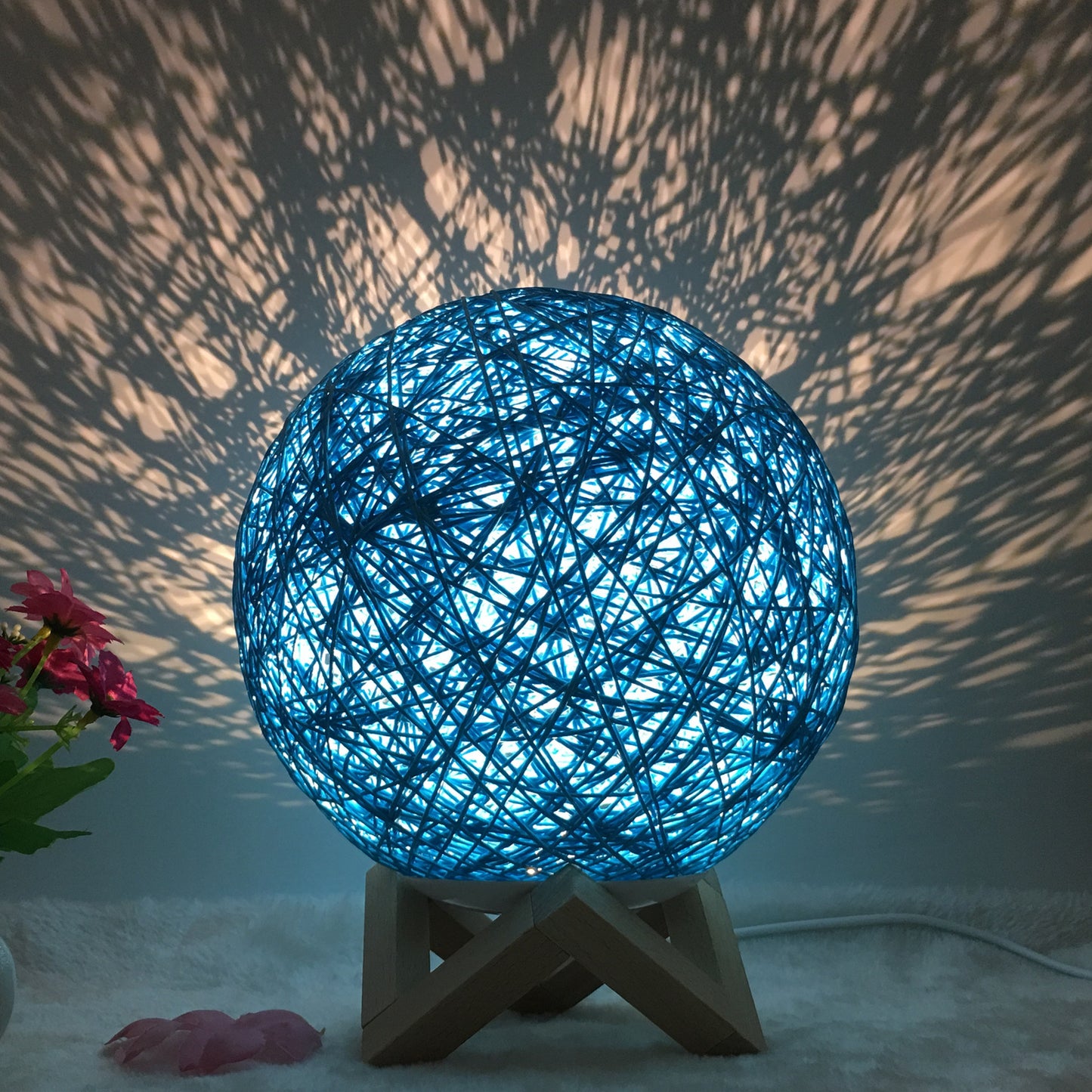 Creative Linen Table Lamp Novel and Unique LED Intelligent USB 7 Color RGB 16 Color Remote Control Rattan Ball Lamp