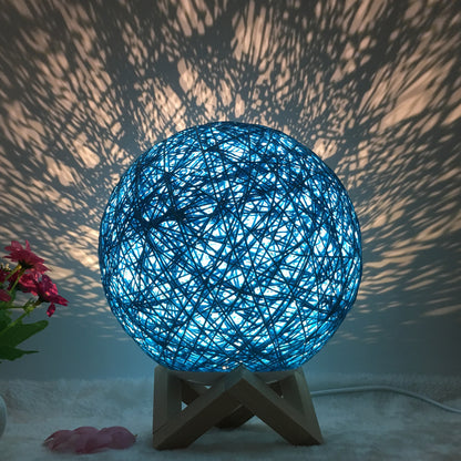 Creative Linen Table Lamp Novel and Unique LED Intelligent USB 7 Color RGB 16 Color Remote Control Rattan Ball Lamp