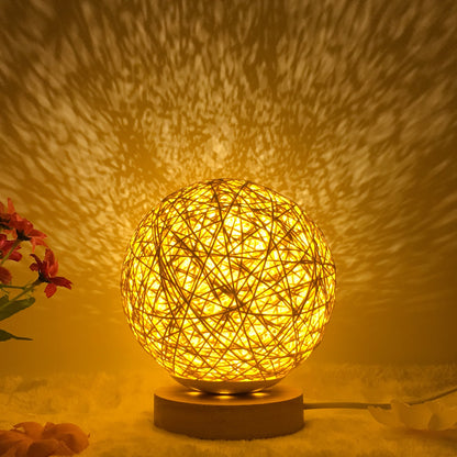 Creative Linen Table Lamp Novel and Unique LED Intelligent USB 7 Color RGB 16 Color Remote Control Rattan Ball Lamp