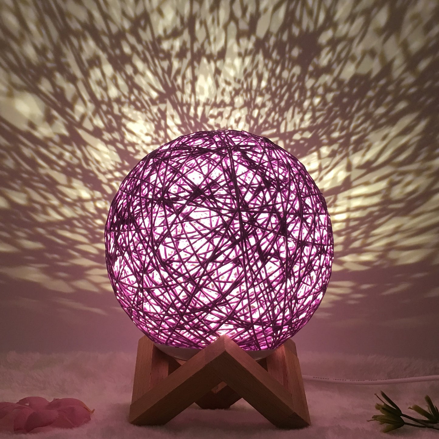 Creative Linen Table Lamp Novel and Unique LED Intelligent USB 7 Color RGB 16 Color Remote Control Rattan Ball Lamp