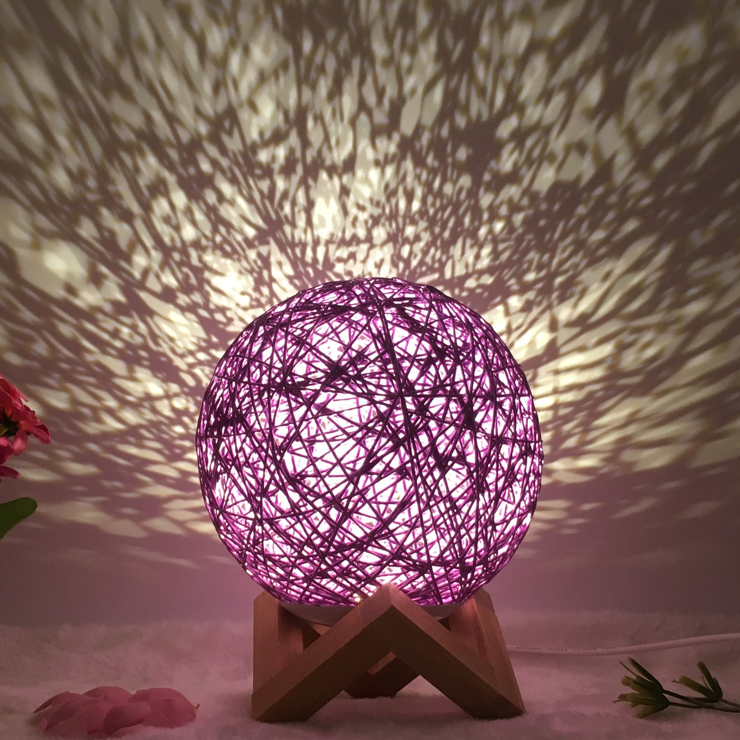 Creative Linen Table Lamp Novel and Unique LED Intelligent USB 7 Color RGB 16 Color Remote Control Rattan Ball Lamp