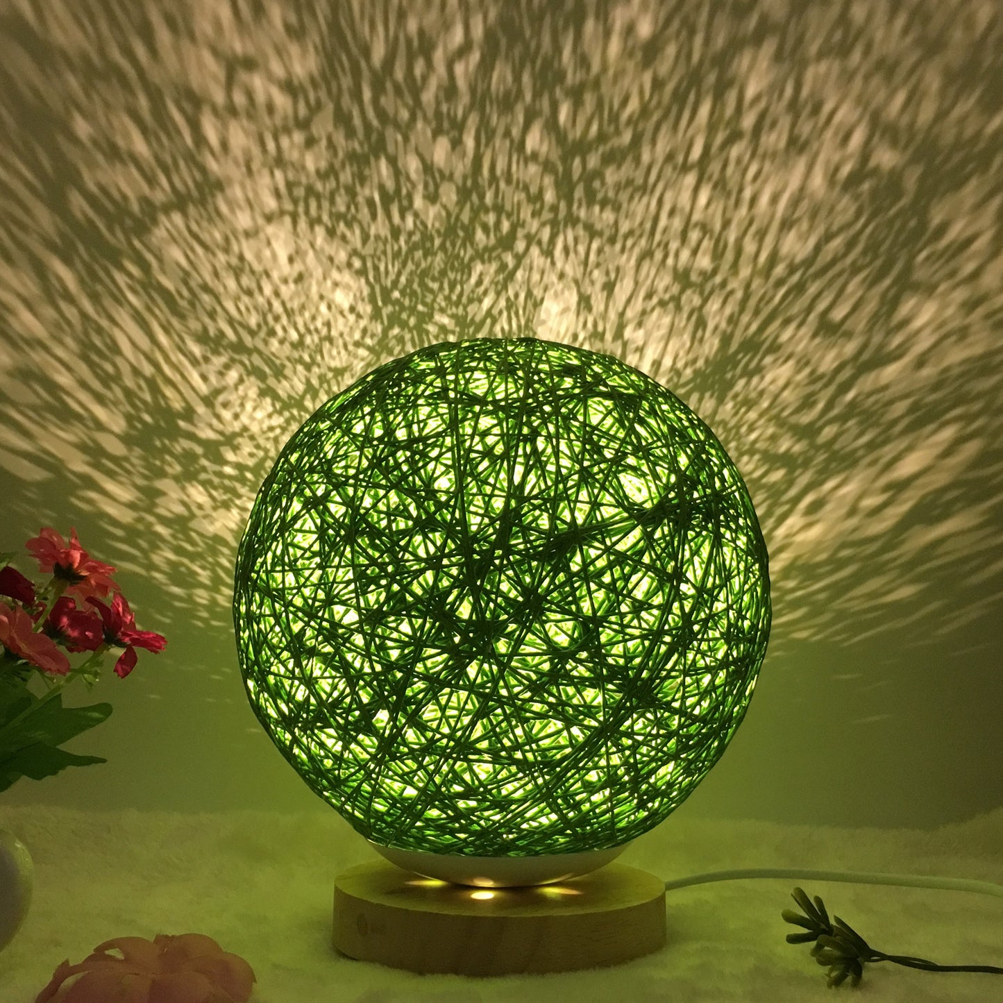 Creative Linen Table Lamp Novel and Unique LED Intelligent USB 7 Color RGB 16 Color Remote Control Rattan Ball Lamp