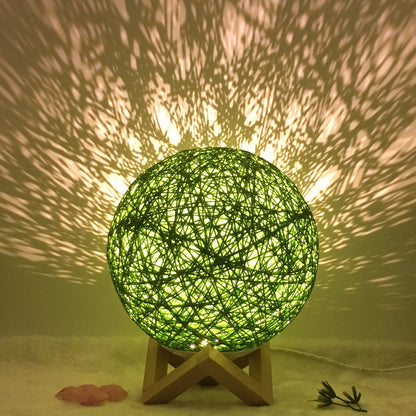 Creative Linen Table Lamp Novel and Unique LED Intelligent USB 7 Color RGB 16 Color Remote Control Rattan Ball Lamp