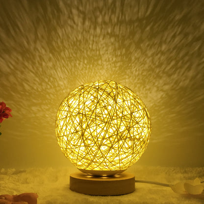 Creative Linen Table Lamp Novel and Unique LED Intelligent USB 7 Color RGB 16 Color Remote Control Rattan Ball Lamp
