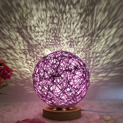 Creative Linen Table Lamp Novel and Unique LED Intelligent USB 7 Color RGB 16 Color Remote Control Rattan Ball Lamp