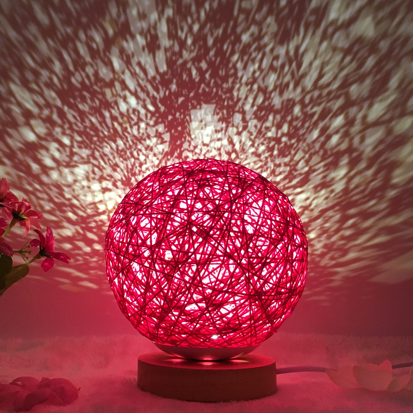 Creative Linen Table Lamp Novel and Unique LED Intelligent USB 7 Color RGB 16 Color Remote Control Rattan Ball Lamp