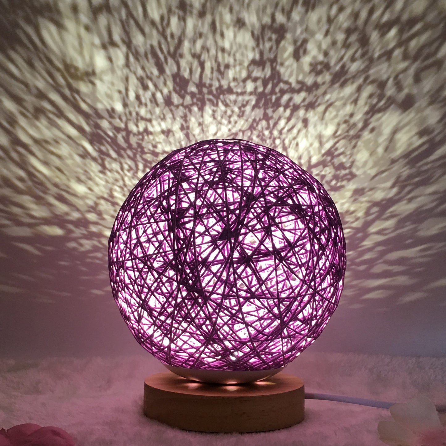Creative Linen Table Lamp Novel and Unique LED Intelligent USB 7 Color RGB 16 Color Remote Control Rattan Ball Lamp