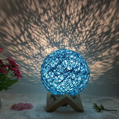 Creative Linen Table Lamp Novel and Unique LED Intelligent USB 7 Color RGB 16 Color Remote Control Rattan Ball Lamp